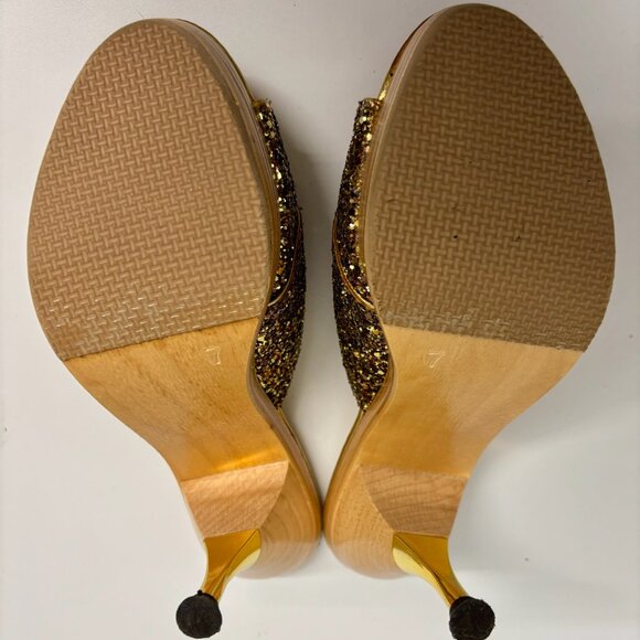 Betsey Johnson gold bronze glitter platform heel womens 7 - Picture 6 of 6